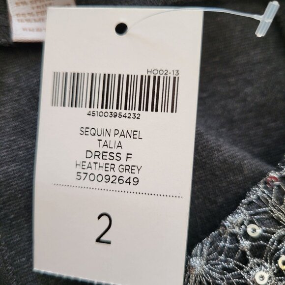 Chicos 2 Heather Grey Sequin Panel TALIA Sheath Sleeveless Dress L 12 - Picture 5 of 6